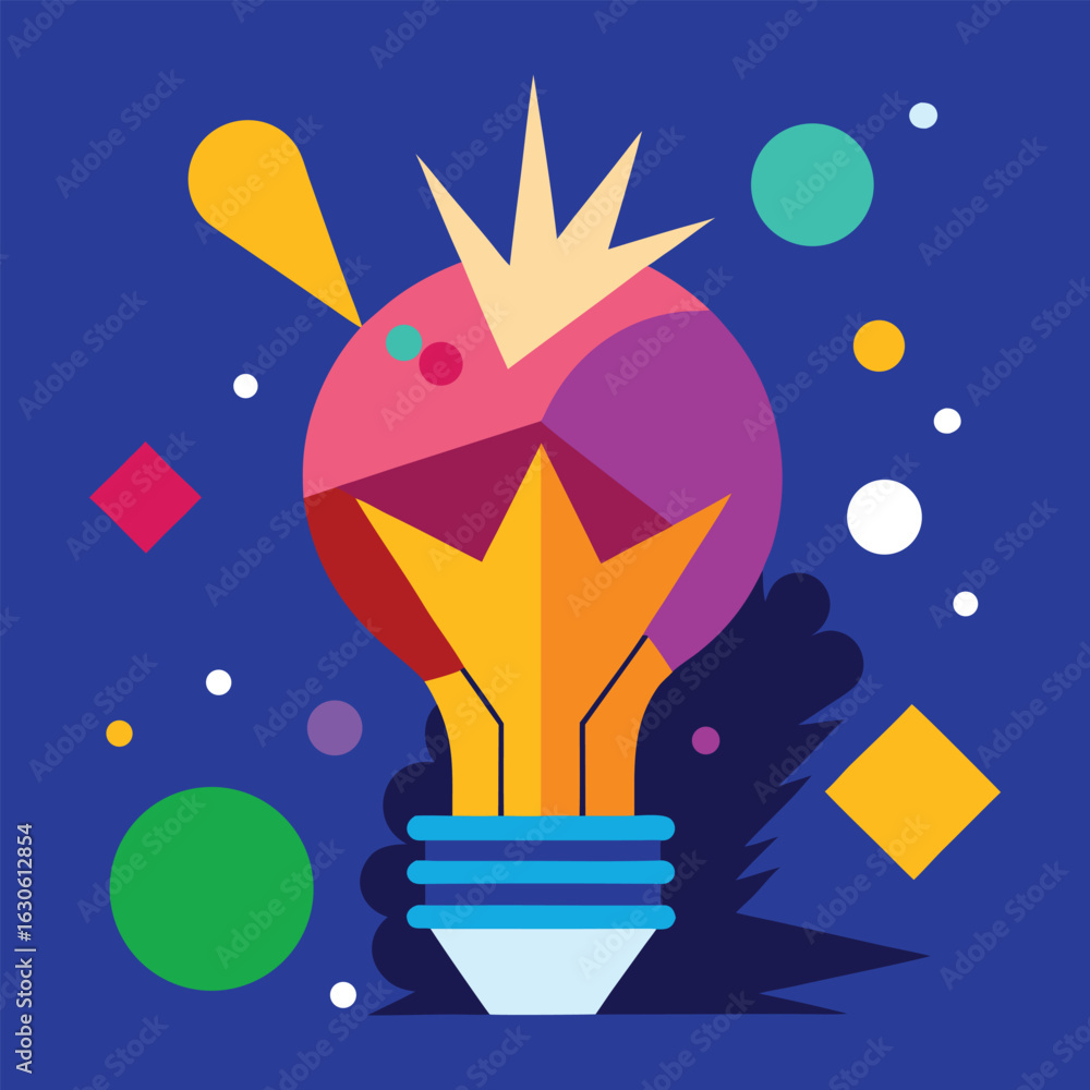 Aufkleber vector art of abstract lightbulb with geometric shapes and bright colors symbolizing innovation