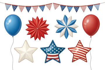 Obraz premium Fourth of July fireworks with American flag stars and patriotic decorations