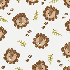 savana big cats lion seamless pattern design for kids apparel fullprint fabric