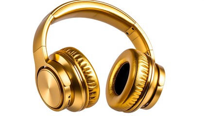 Gold headphones, isolated on white