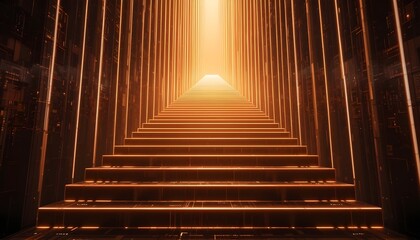 Naklejka premium Infinite Staircase of Light in Digital Space
