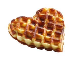 Heart-shaped waffle delight kitchen food cozy atmosphere isolated on transparent background, png