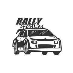 Sport Rally Car logo design vector. Silhouette Rally Car Template Illustration