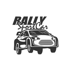 Sport Rally Car logo design vector. Silhouette Rally Car Template Illustration