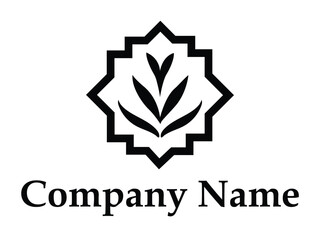 Abstract Leaf Emblem with Decorative Frame Logo