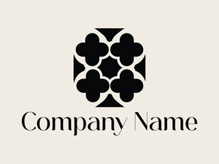 Ornamental Abstract Logo Design Elegant Black Geometric Icon