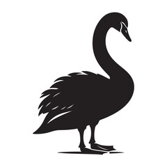Elegant black swan gracefully gliding on water a minimalist silhouette design