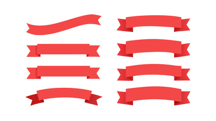 Obraz premium Red ribbon set vector graphic banners scroll design template decoration element