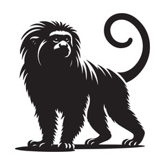 Stylized silhouette of a tamarin monkey in profile vector art
