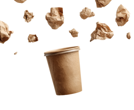 Paper cup tossing action food clean isolated on transparent background, png