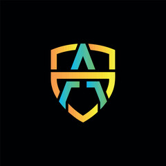 A dynamic shield logo with a stylized letter 'A' at its core. The vibrant gradient of yellow, green, and blue gives it a modern, technological, and creative feel, symbolizing protection and innovation