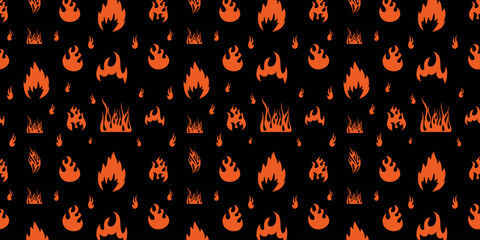 Dynamic Fire Flame Seamless Pattern on a Black Background