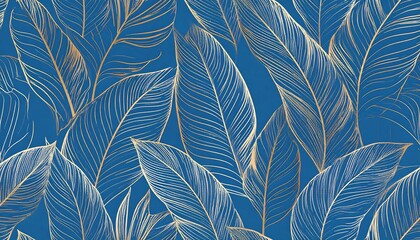 Gold leaf design on a blue background