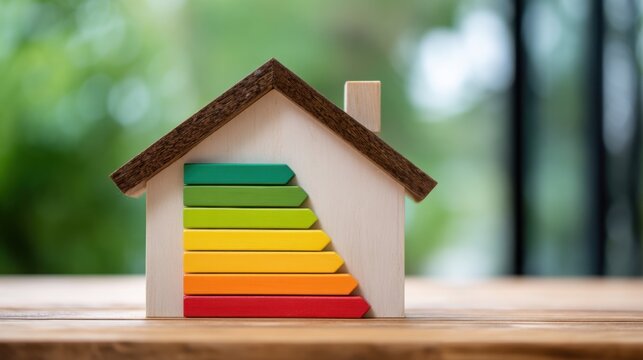 A wooden house with a green roof and a green stripe on the side. The house is made of wood and has a green roof