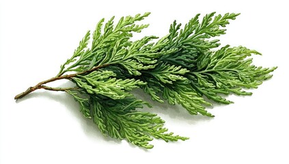Detailed close-up of a sprig of vibrant green foliage