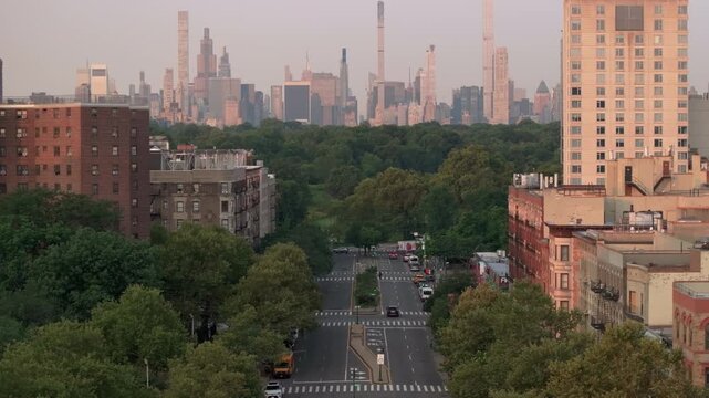 Aerial view of Harlem at sunrise
