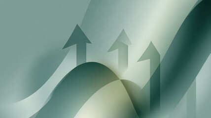 Multiple Soft Green Up Arrows - Sustainable Growth and Progress Concept