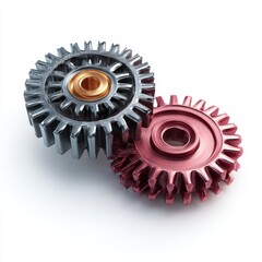 metallic gears interlock teamwork design