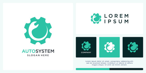 Auto service system logo design with wrench