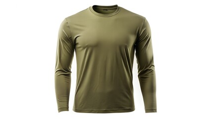 khaki green full sleeve t shirt on invisible mannequin