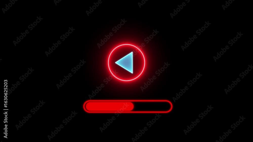 Poster media controlling arrow icon neon white cyan glowing animation abstract live on icon animation. vide