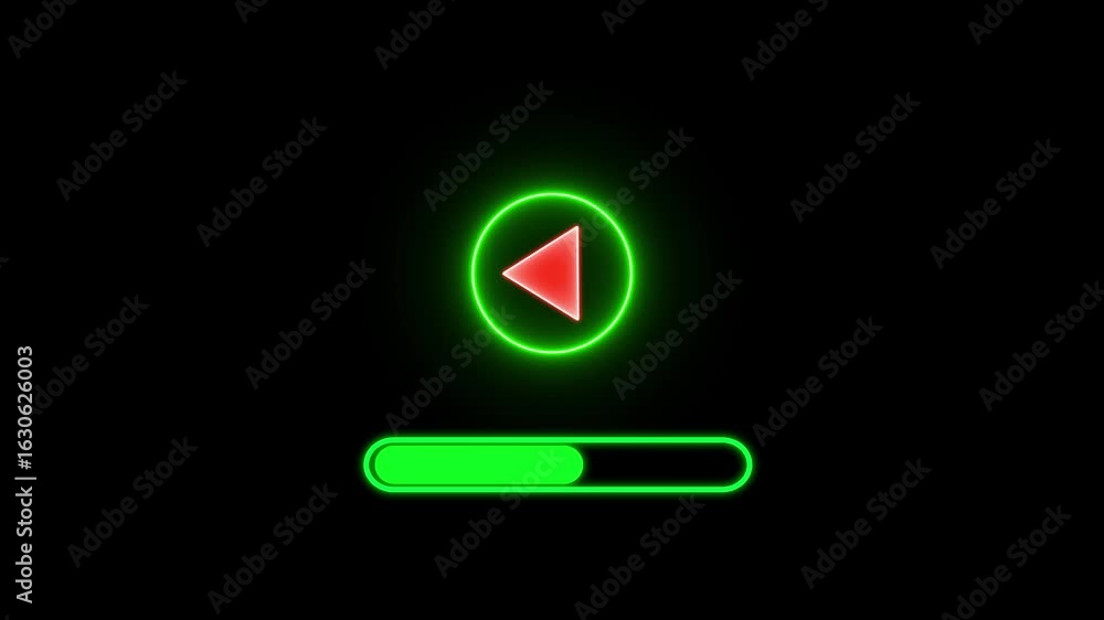 Poster media controlling arrow icon neon white cyan glowing animation abstract live on icon animation. vide