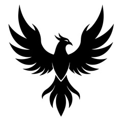 Obraz premium A majestic bird silhouette with powerful wings, a mythical firebird emblem