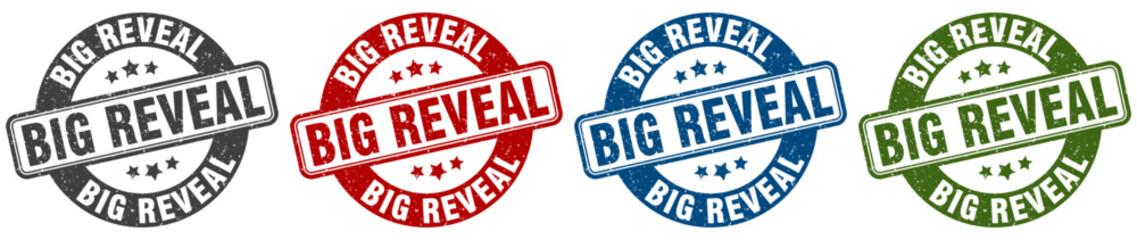 big reveal stamp. big reveal round stamp set isolated on white background