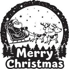 Obraz premium Santa Claus Sleigh Ride with Reindeer