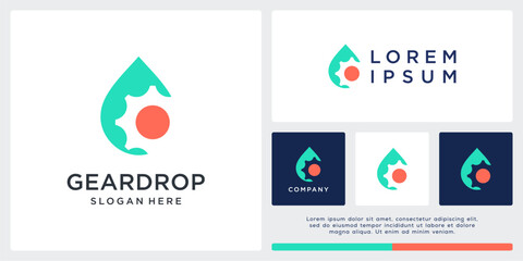 Drop oil logo design with gear