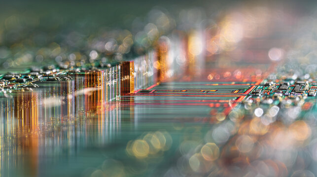 Extremely Detailed Macro of Silicon Wafer Edge in Striking Colors