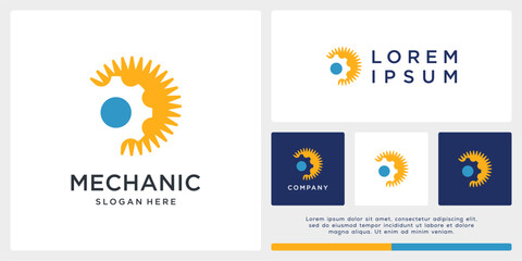 Solar mechanical logo design template