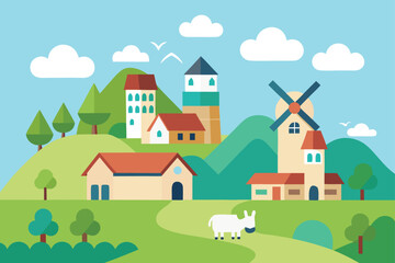 Ancient Temple Landscape Vector