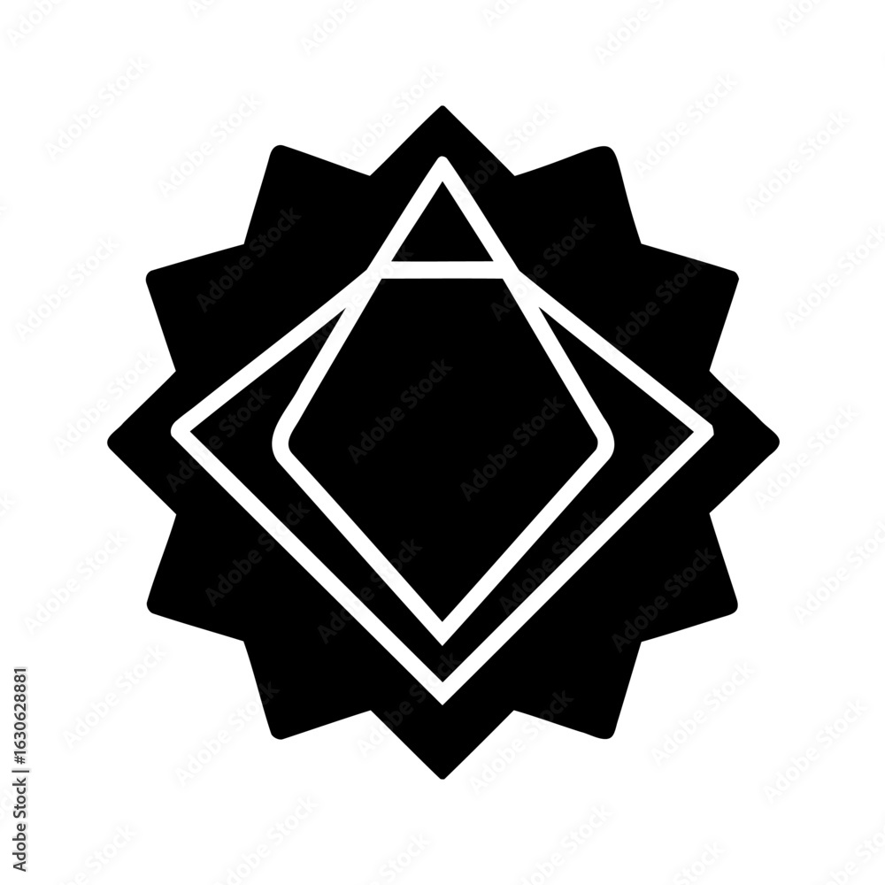 Aufkleber abstract geometric symbol featuring intersecting diamond shapes within a starburst border