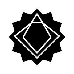 Abstract Geometric Symbol Featuring Intersecting Diamond Shapes Within a Starburst Border