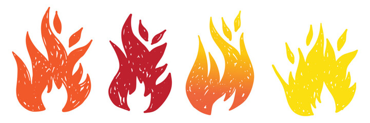 Fire icon silhouette vector set Fire flame logo vector illustration 