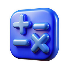 Obraz premium Blue calculator button isolated on transparent background