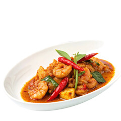 Spicy Thai food concept with chili isolated on transparent background  
