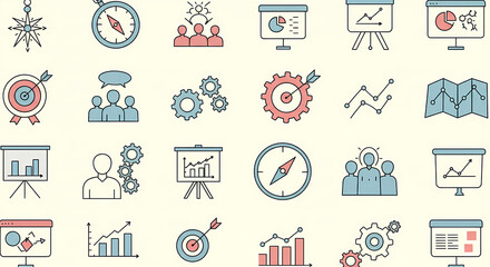Business Planning Essentials: A Collection of Icons for Strategy, Collaboration, and Data-Driven Success