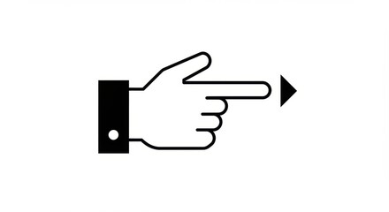 Business hand pointing right with forward arrow, indicating progress and direction