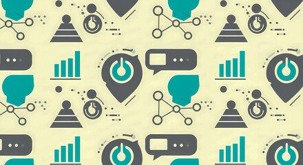 Digital Strategy and Growth: A Seamless Pattern of Icons for Data, Communication, and Technology