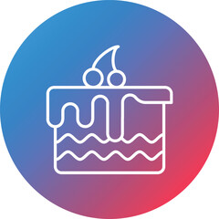 Chocolate Cake Line Gradient Circle Background Icon