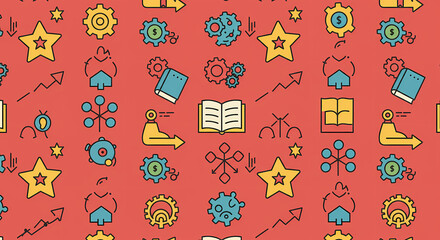  Continuous Business Improvement: A Seamless Pattern of Icons for Strategy, Knowledge, and Financial Growth