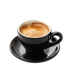 Obraz premium Black demitasse cup with freshly brewed cappuccino isolated on transparent background 