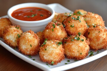 Fototapeta premium A platter of fried cauliflower bites, served with a spicy buffalo sauce