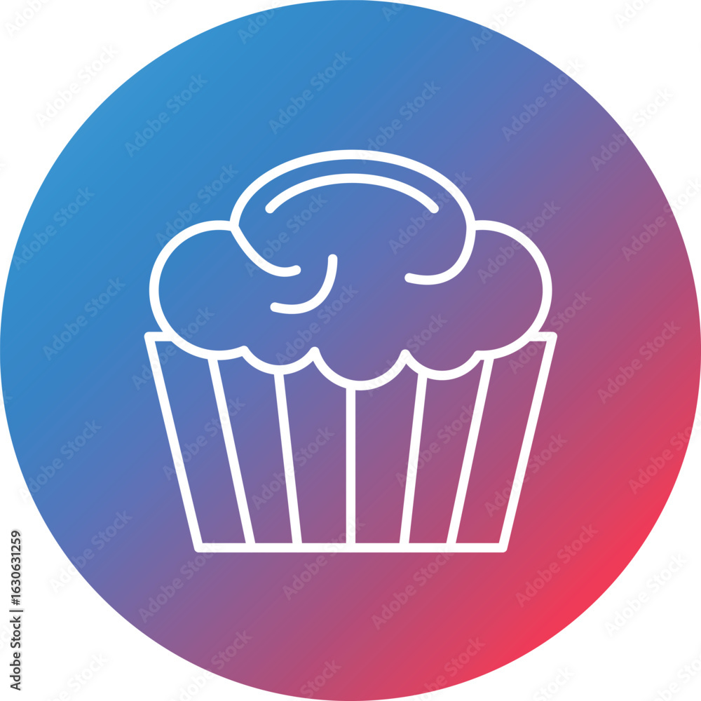 Poster muffin line gradient circle background icon