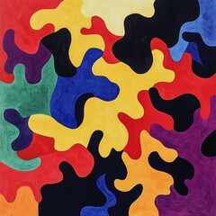 A colorful painting of a camouflage pattern
