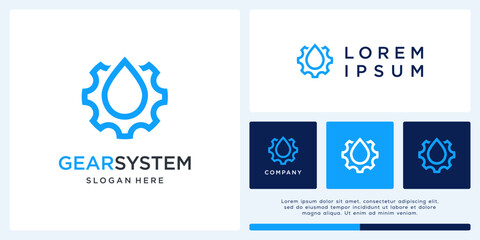 Water drop logo design with gear
