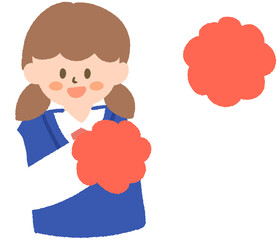 응원 귀여운 교복 입은 여자 학생 손그림