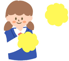 응원 귀여운 교복 입은 여자 학생 손그림